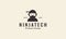 Silhouette ninja technology logo vector symbol icon illustration design