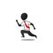 Silhouette office worker man running action pose illustration