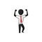 Silhouette office worker man show strong arms front double bicep pose illustration