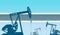 silhouette of oil pumps against flag of Botswana. Extraction grade crude oil and gas. concept of oil fields and oil companies,