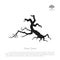 Silhouette of the old broken tree on a white background.