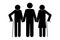 Silhouette of old husband and wife with son. Image of grandparents with son. Vecton image. Stock Photo