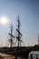 Silhouette of old ship docked in the Helsinki harbour