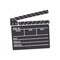 Silhouette of open clapperboard. Vector illustration. Symbol of the movie industry, used in cinema when shooting a film.