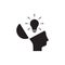 Silhouette of open head and shining bulb. Open Brain Shower pictogram. idea icon. open mind