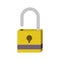 Silhouette with opened padlock yellow