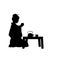 Silhouette oriental woman drinking tea. Asian traditions and culture.