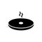 Silhouette Ossetian pie. Outline icon of round baked pie with stuffing, hole in middle. Black illustration of national dish of