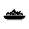 Silhouette Outdoor Fire Pit icon. Outline logo of low bonfire bowl. Black simple illustration of campfire, accessory for backyard