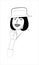 Silhouette in outline.Poster of smiling lady in black lines. Good for print for disposable cup, pattern