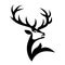 The silhouette, outlines of the deer`s muzzle in black over a white background is drawn by lines of various widths