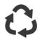 silhouette oval recycling symbol shape with arrows