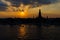 Silhouette over Wat Arun at sunset