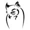 Silhouette of an owl drawn in black on a white background different lines. Design is suitable for logo, bird tattoo, mascot