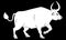 Silhouette of ox. Stylized contour of standing bull in profile. Isolated on black background. Bull logo design