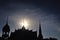 Silhouette Pagoda in Wat Chalong or Chaitharam temple in Phuket, thailand