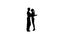 Silhouette pair professional dancers perform rumba on white background studio