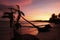 Silhouette of palm trees at sunrise, Las Galeras beach