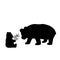 Silhouette of Panda and young little Panda