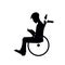 Silhouette of a paralyzed person in a wheelchair,