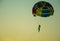 Silhouette of Parasailing at Kata beach with sunset background,