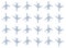 Silhouette of passenger airplane airplane avia pattern, set of icons on white background