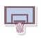 Silhouette pastel color of square basketball hoop with shadow