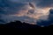 Silhouette of peaks in Champagne Valley near Winterton, forming part of the central Drakensberg, South Africa