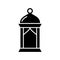 Silhouette Pendant lantern lighting. Outline ramadan kareem icon. Black simple illustration of muslim religious accessory. Flat