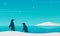 Silhouette penguin on beach with snow