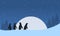 Silhouette penguin with moon landscape