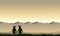 Silhouette penguin on mountain background scenery