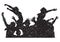 Silhouette of people cheering. Vector illustration decorative design