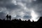 Silhouette of people Himalayas mountain Tibet sky and clouds