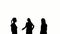 silhouette people talk on white background. silhouette man black people talking communicate white screen