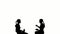 silhouette people talk on white background. silhouette man black people talking communicate white screen