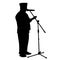 Silhouette of a person giving a speech or lecture. Perfect for stickers, tattoos, logos, banner elements, banners, icons