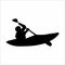 silhouette of a person rowing a canoe