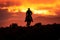 Silhouette of a person in the sunset. Silhouette of a cowboy during a glorious sunset.