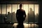 silhouette of a person in the window, Businessman, CEO, Executive, Office Building, Corporate Architecture