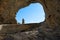 silhouette of a person in the window of the devil, Cuenca, Spain