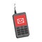 Silhouette personal communication device icon with send message