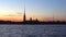 The silhouette of the Peter and Paul Cathedral. Saint Petersburg