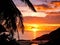 Silhouette photo with sunset at the beach