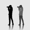 Silhouette of a photographer. Photographer is a young, skinny man. Vector