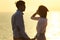 Silhouette photography portrait of asian younger man and woman r