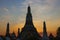 silhouette photography sunset sky of wat arun temple most popular religion traveling destination in bangkok thailand