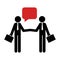 Silhouette pictogram executive men and dialog callout box