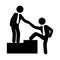 Silhouette pictogram executive men in stairs