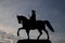 Silhouette picture of the Equestrian Statue of George Washington in Common Park, Boston